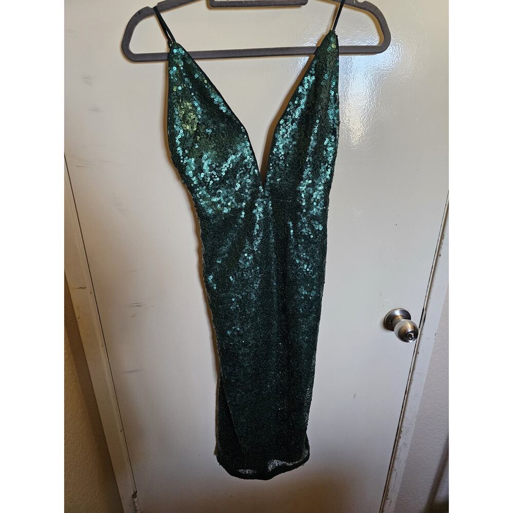 Michael Costello Emerald Sequin Midi Dress